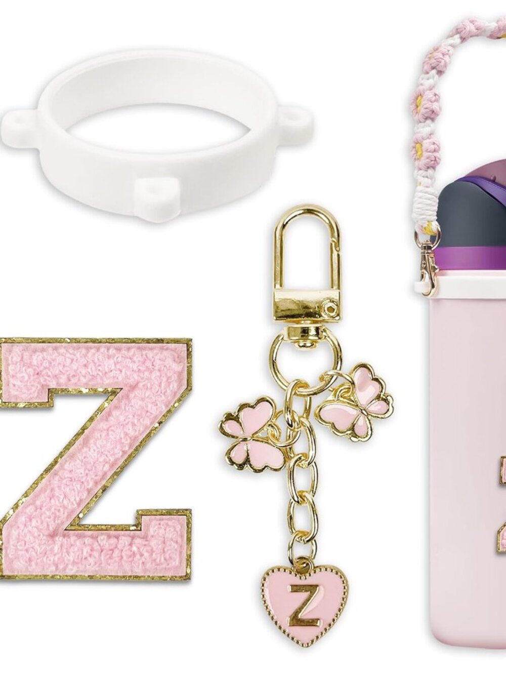 Compatible with Owala Water Bottle Accessories, Cute Letter Charm Set with Boho